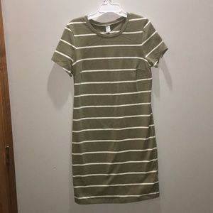 Green and white striped T shirt dress. Size medium